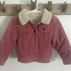 Kids Pink Corduroy Jacket with Sherpa Collar
